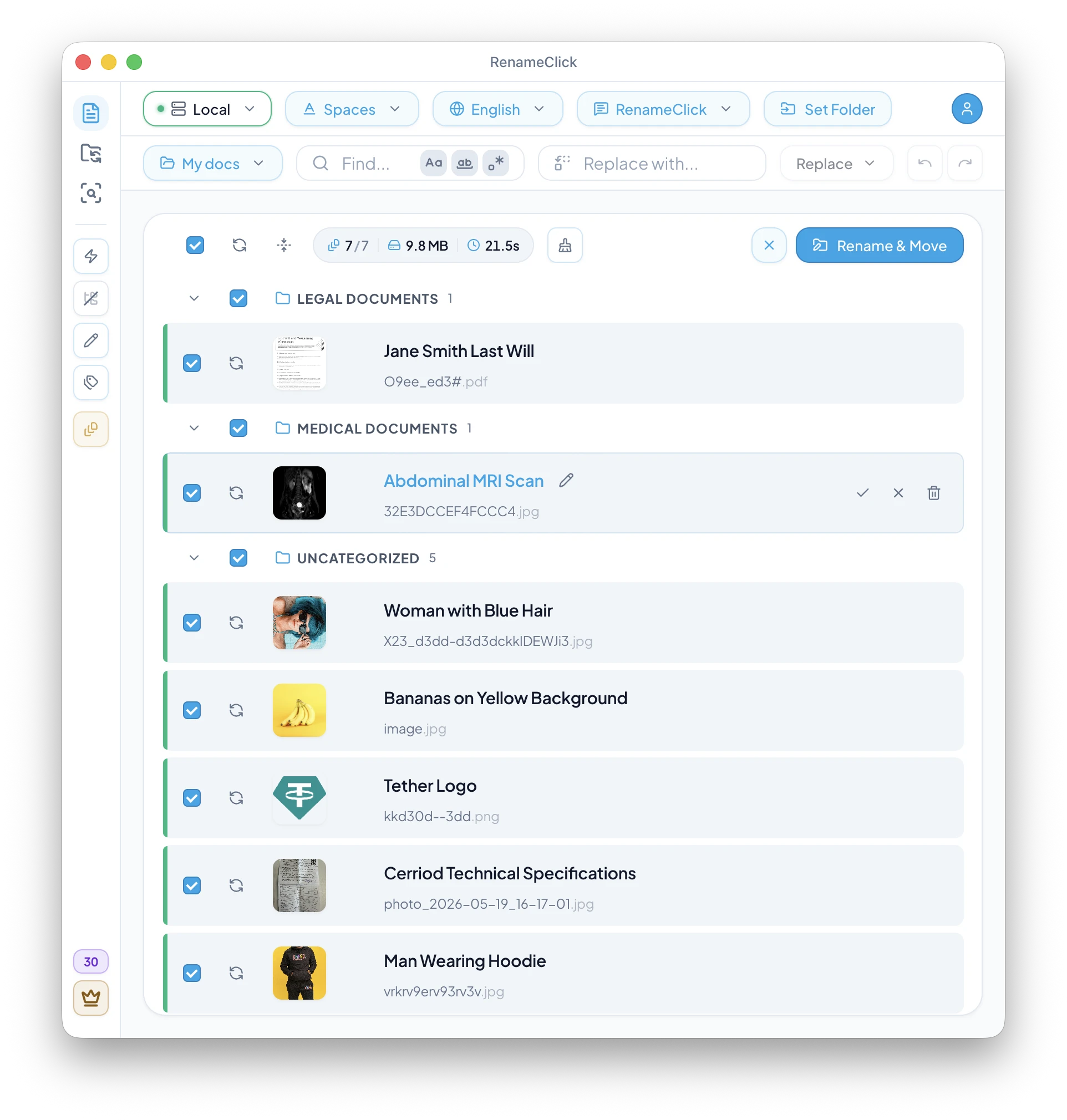 RenameClick drag-and-drop drop zone for batch processing