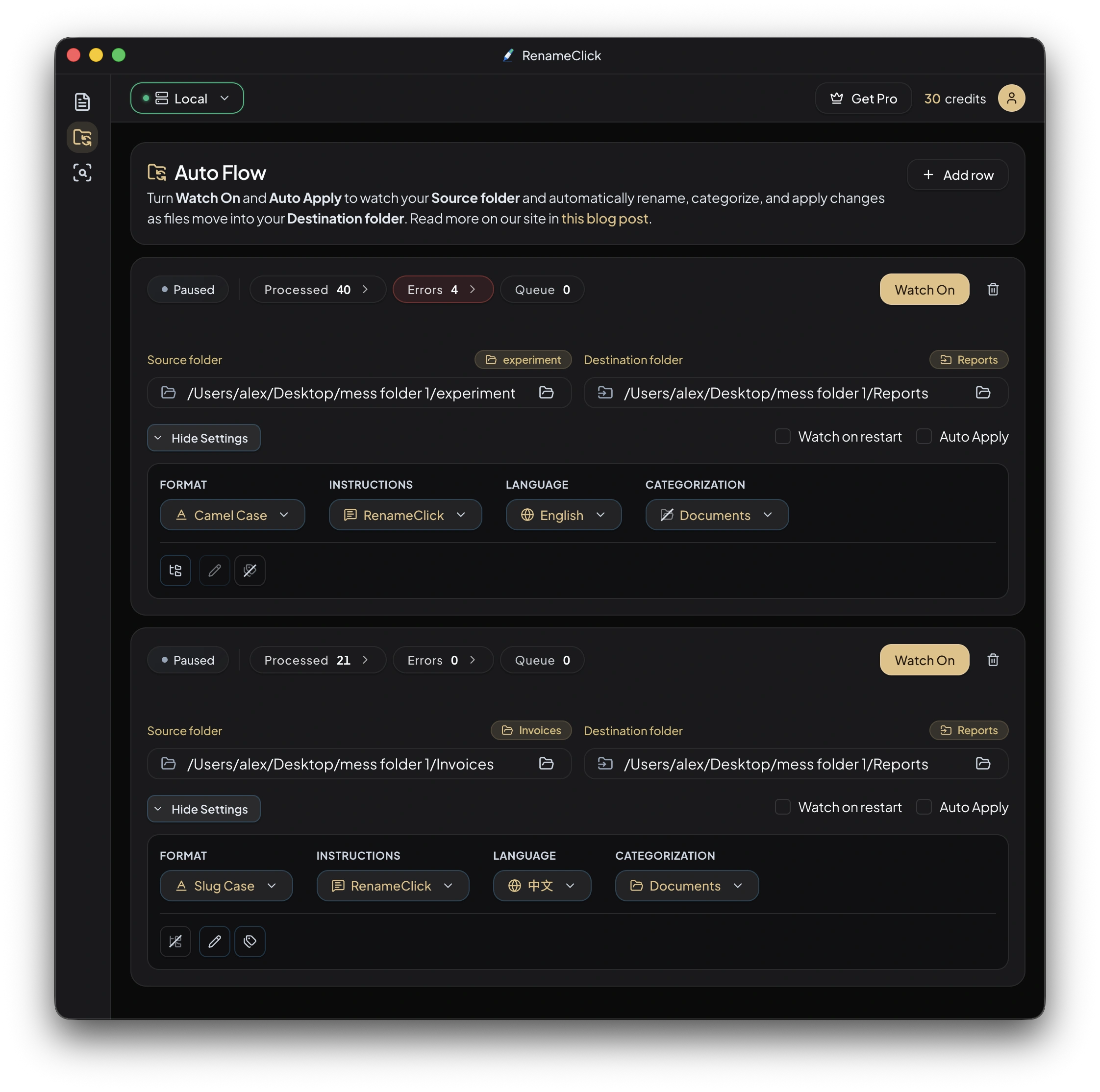 Auto Flow update with independent per-row settings and concurrent processing