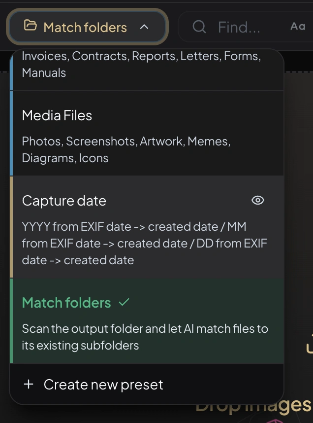 Sorting preset types in RenameClick