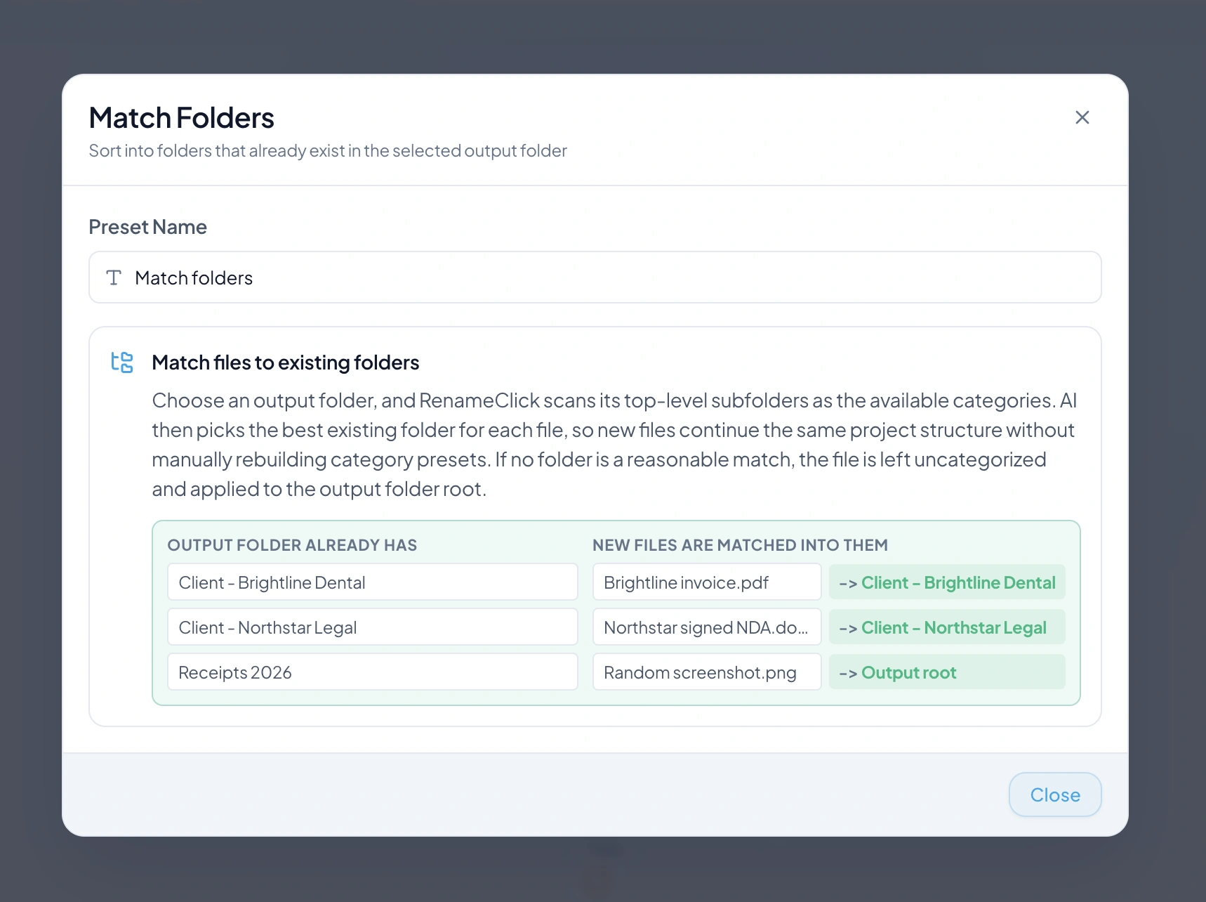 Choose folders